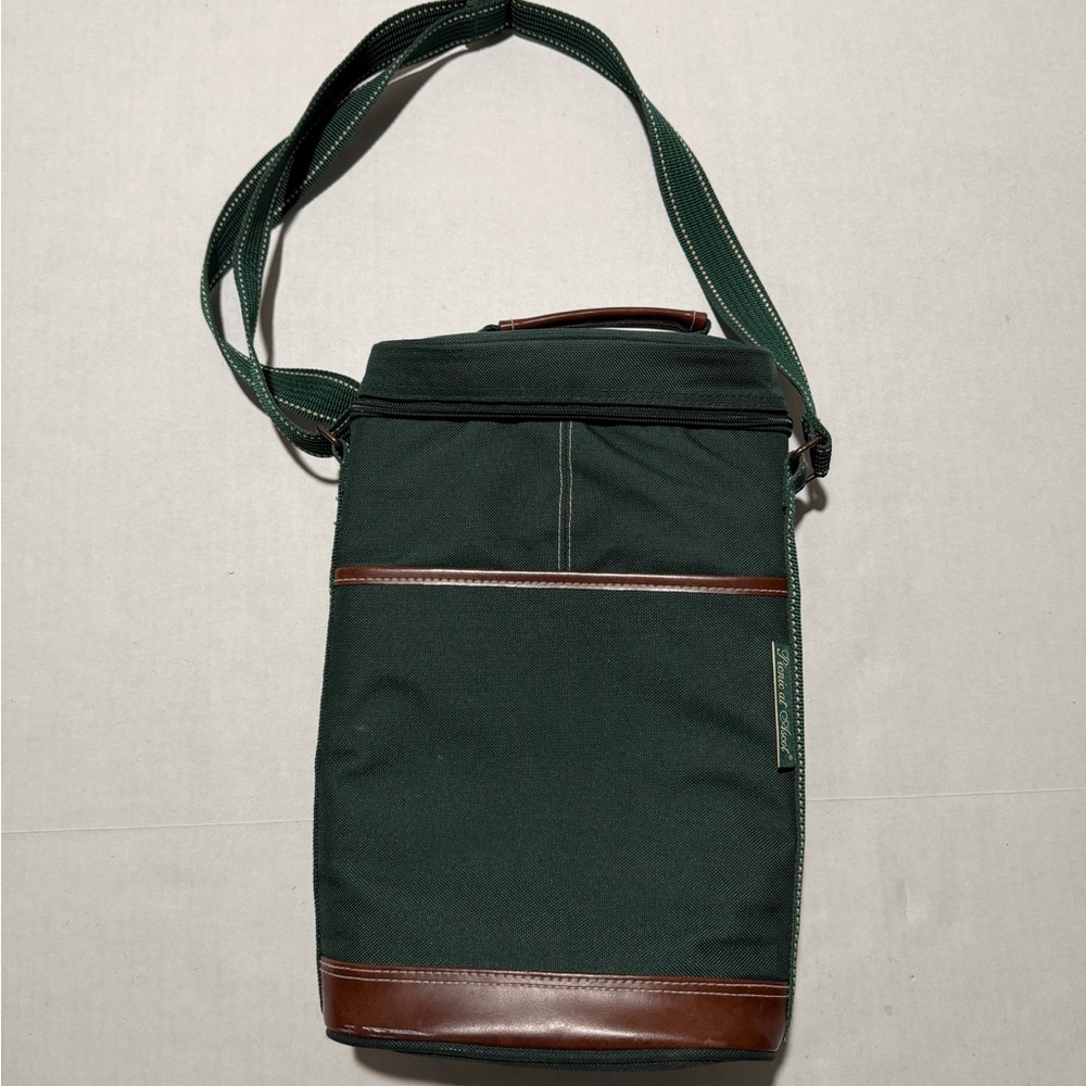 Picnic at Ascot Insulated Canvas Wine Tote Bag Huntergreen brown‎